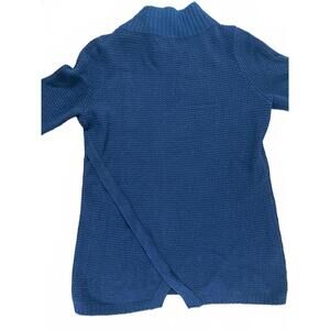 Kumikyoku Women Mock Turtle Neck Sweater Blue Waffle Knit Japan Designer 2/M